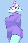  1_eye blue_background bottomless breasts clothed clothing female floating_head hi_res humanoid iilluminaughtii lewdenwaffe not_furry simple_background solo sweater sweater_only topwear topwear_only triangle_(shape) turtleneck wide_hips 