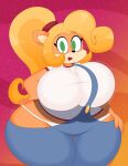  2023 3barts 4k absurd_res accessory activision anthro bandicoot big_breasts blonde_hair bouncing_breasts bouncing_butt breast_jiggle breasts butt butt_jiggle clothing coco_bandicoot crash_bandicoot_(series) curvaceous curvy_figure denim denim_clothing digital_drawing_(artwork) digital_media_(artwork) eyelashes female fingers fur green_eyes hair hair_accessory hair_tie hand_on_leg hand_on_own_leg hi_res hourglass_figure huge_breasts jiggling lipstick long_hair looking_at_viewer makeup mammal marsupial motion_lines multicolored_body multicolored_fur orange_body orange_fur overalls panties ponytail red_lipstick simple_background small_waist smile solo tan_body tan_fur thick_thighs two_tone_body two_tone_fur underwear voluptuous white_clothing white_panties white_underwear wide_hips 