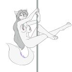  anthro breasts canid canine canis dancing female fur grey_hair hair hi_res keidran mammal medium_breasts pole pole_dancing raine_silverlock solo stripper_pole twokinds webcomic white_body white_fur wolf wolfie-pawz yellow_eyes 