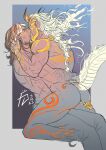  2boys ass bara beard brown_hair cassidy_(overwatch) closed_eyes clothed_male_nude_male completely_nude couple dark-skinned_male dark_skin dragon_boy dragon_horns dragon_tail facial_hair feet_out_of_frame fiery_hair from_side fuge_oni666 glowing_tattoo hand_in_another&#039;s_hair hanzo_(overwatch) highres horns kiss limited_palette long_hair male_focus mature_male multiple_boys muscular muscular_male mustache nude official_alternate_costume official_alternate_hairstyle onryo_hanzo overwatch short_hair straddling tail thick_eyebrows upright_straddle yaoi 