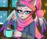  absurd_res anthro beverage bronie caliluminos coffee equid equine female g5 hasbro hi_res horse invalid_tag mammal mug my_little_pony pegasus pony portrait solo wings winter zippstorm 