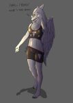  alsius_arcticus anthro breasts cleavage clothed clothing colored dialogue english_text fang_(gvh) feathered_wings feathers feet female goodbye_volcano_high hair hi_res humanoid_feet plantigrade pterodactylus pterosaur reptile scalie short_tail simple_background snoot_game solo standing tail text wings 