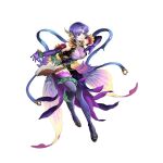  1girl attack book boots breasts cleavage detached_sleeves fairy_wings fake_wings fire_emblem fire_emblem:_the_blazing_blade fire_emblem_heroes gloves gold_trim high_heels large_breasts official_alternate_costume purple_eyes purple_gloves purple_hair short_hair smile solo thigh_boots toyota_saori ursula_(fire_emblem) ursula_(resplindent)_(fire_emblem) very_short_hair white_background wings 