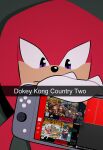  2023 anthro birdo clothing crossover diddy_kong dixie_kong donkey_kong_(character) donkey_kong_(series) echidna english_text female galaxy_cowboy gloves handwear hi_res knuckles_the_echidna koopa koopa_troopa luigi male mammal mario mario_bros monotreme nintendo nintendo_switch princess_peach purple_eyes scalie sega solo sonic_the_hedgehog_(series) text texting 