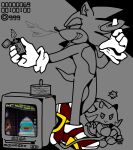  2000s anthro chao_(sonic) clothing ear_piercing ear_ring eulipotyphlan gloves handwear hedgehog lighter looking_back male mammal piercing ring_piercing sega smile smoking smug soap_shoes solo sonic_the_hedgehog sonic_the_hedgehog_(series) varlus 