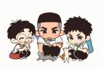  3boys :o affectionate animated animated_gif blush_stickers cat cat_teaser character_request chibi full_body glasses male_focus multiple_boys petting qin_(7833198) round_eyewear short_hair slam_dunk_(series) squatting thick_eyebrows 