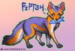  canid canine colorful ear_floof english_text fish fluffy fox fur gradient_background invalid_tag junipersketch mammal marine orange_body orange_fur purple_body purple_fur silly simple_background simple_linework text toony white_body white_fur 