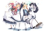  ! +++ 4girls :o absurdres ama_ke-ya_popai animal_ear_headphones animal_ears apron aris_(blue_archive) aris_(maid)_(blue_archive) arm_up black_dress black_footwear blue_archive blue_bow blue_bowtie blue_ribbon blunt_bangs bow bowtie broom bucket cat_ear_headphones cat_tail closed_mouth collared_dress commentary_request dress fake_animal_ears fake_tail flying_sweatdrops frilled_apron frilled_dress frills frown green_halo headphones highres holding holding_broom holding_bucket holding_mop long_hair long_sleeves looking_at_viewer maid maid_apron maid_headdress midori_(blue_archive) midori_(maid)_(blue_archive) momoi_(blue_archive) momoi_(maid)_(blue_archive) mop multiple_girls neck_ribbon notice_lines official_alternate_costume open_mouth pantyhose parted_lips pink_eyes pink_halo ponytail puffy_long_sleeves puffy_short_sleeves puffy_sleeves red_hair ribbon short_hair short_sleeves side_ponytail skirt_hold sleeve_cuffs smile standing standing_on_one_leg tail teeth twintails upper_teeth_only very_long_hair white_apron white_background white_pantyhose wrist_cuffs yellow_halo yuzu_(blue_archive) yuzu_(maid)_(blue_archive) 