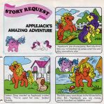 accessory applejack_(mlp:g1) blonde_hair bow_ribbon building canid canine canis cloud colored comic cutie_mark detailed_background dialogue domestic_dog duo earth_pony equid equine feathered_wings feathers female fence feral firefly_(pre-g4) flying freckles furgonomics grass hair hasbro horn horse house lemon_drop_(mlp) mammal mlp_g1 my_little_pony official_art orange_body outside pegasus plant pony ribbons river tail tail_accessory tail_bow tail_ribbon unicorn unicorn_horn unknown_artist waterfall wings yellow_tail 