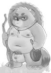  2023 anthro balls belly canid canine clothing flaccid genitals hat headgear headwear hi_res kemono male mammal moobs navel nipples nuhoangxitray overweight overweight_male penis pubes raccoon_dog solo tanuki 
