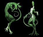  ambiguous_gender anthro barefoot claws feet green_body hi_res kredri lizard nude paws reptile scalie simple_background soles solo tail toe_claws toes 