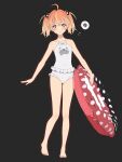  +_+ 1girl 3d ahoge arms_at_sides artist_request bare_arms bare_legs bare_shoulders barefoot black_background blender_(medium) blonde_hair bright_pupils closed_mouth collarbone covered_navel dot_nose flower flying_sweatdrops full_body hair_flower hair_ornament highres holding holding_innertube innertube looking_at_viewer medium_hair multicolored_eyes multicolored_hair one-piece_swimsuit orange_hair pink_eyes polka_dot purple_eyes red_innertube rinne_(rinrinne) rinrinne simple_background solo spoken_squiggle squiggle standing streaked_hair swimsuit tachi-e virtual_youtuber white_one-piece_swimsuit white_pupils 