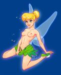  1girl blonde_hair breasts disney dress fairy fantasy green_dress gvellav highres thong tinker_bell_(disney) toon_(style) 