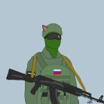  1:1 ak-103 armor clothing ears_up fake_ears ggpro green_clothing green_jacket green_topwear gun hi_res human jacket knife male male/male mammal mask military ranged_weapon russian_flag soldier solo topwear warrior weapon 