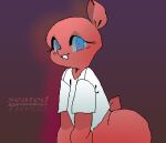  2d_animation animated anthro big_butt blinking blue_eyes bottomless bouncing_butt buckteeth butt clothed clothing female jg_genesiskeys looking_at_viewer low_res mammal open_mouth red_body rodent sciurid shirt sitting smile solo tail teeth topwear tree_squirrel 