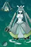  absurd_res big_breasts blush breasts celesteela clothed clothing embarrassed female floating_hands generation_7_pokemon hi_res humanoid nintendo nsft pattern_background pokeball pokemon pokemon_(species) simple_background solo topless ultra_beast 