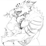  &lt;3 absurd_res anthro bandai_namco barazoku beard blush bodily_fluids body_hair butt canid canine chest_hair clawed_fingers claws digimon digimon_(species) duo embrace erection facial_hair fangs french_kissing genitals hi_res human human_on_anthro interspecies kissing male male/male mammal muscular muscular_anthro muscular_male neck_tuft nude penis pinumontbalou pubes saliva saliva_string size_difference striped_body stripes superabsurd_res sweat teeth traditional_media_(artwork) tuft vein veiny_muscles veiny_penis were werecanid werecanine werecanis weregarurumon werewolf 