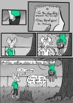  2023 absurd_res anthro beauchamp_(halcyon) clothed clothing comic dialogue digital_media_(artwork) duo english_text fur greyscale hair halcyon_(series) herba_(halcyon) hi_res lagomorph leporid lost_andsafe male male/male mammal monochrome mouse murid murine plant rabbit rodent simple_background tail text tree 