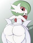  absurd_res big_butt blush blush_lines bottom_heavy butt clothing dress female gardevoir generation_3_pokemon hi_res mega_evolution mega_gardevoir nintendo pokemon pokemon_(species) simple_background solo teasing thick_thighs wide_hips zinzoa 