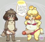  animal_crossing anthro big_penis blush bodily_fluids bra breasts brother_(lore) canid canine canis chubby_female chubby_male clothing comparing cum dialogue digby_(animal_crossing) domestic_dog duo embarrassed fat_female female fist genital_fluids genitals hands_on_hips hi_res humiliation incest_(lore) interex intersex intersex/male isabelle_(animal_crossing) lilbunpinky male mammal navel nintendo nipples overweight panties penis penis_humiliation sibling_(lore) sister_(lore) small_penis_humiliation speech_bubble text underwear 