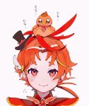  1boy absurdres bird brooch cure_wing fw_635 hat highres hirogaru_sky!_precure jewelry long_hair looking_at_viewer magical_boy male_focus mini_hat mini_top_hat orange_eyes orange_hair orange_sailor_collar otoko_no_ko precure sailor_collar top_hat wing_brooch wing_hair_ornament 