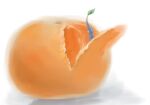  black_eyes blue_pikmin blue_skin check_commentary colored_skin commentary commentary_request food frown fruit highres holding iat-418 leaf looking_ahead open_mouth orange_(fruit) orange_peel pikmin_(creature) pikmin_(series) shadow sketch tiny upper_body white_background 