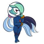 2023 absurd_res chibi female gardevoir generation_3_pokemon green_hair hair hair_over_eye hi_res humanoid long_hair metroid multicolored_hair nintendo not_furry one_eye_obstructed pokemon pokemon_(species) red_eyes renv solo sticker_pack twintails_(hairstyle) two_tone_hair white_hair zero_suit 