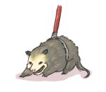  animal_focus commentary_request full_body himeda_akira leash no_humans original possum realistic simple_background white_background 