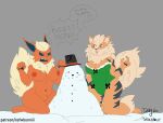  angry anthro arcanine areola big_breasts big_tail black_eyes black_nail_polish bodily_fluids breasts brown_pupils christmas clothing colored_fingernails colored_nails dialogue duo eeveelution feet female female/female fingernails fist flareon fur generation_1_pokemon genitals green_clothing hat headgear headwear hi_res holidays kneeling lingerie melting nails navel nintendo nipples nsfwbunniii orange_body orange_fur pokemon pokemon_(species) pupils pussy red_nipples snow snowman speech_bubble stripes sweat sweatdrop tail tan_body tan_fur text top_hat white_pupils yelling 