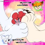  absurd_res extreme_size_difference felid feline female fur group hi_res jay_(jayjaycholo) jayjaycholo lagomorph leporid macro male male/female mammal micro mustelid musteline paws pink_body pink_fur rabbit size_difference smothering stoat trio true_musteline weasel white_body white_fur 