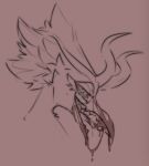  angel anthro biblically_accurate_angel bird_with_teeth blood blood_in_mouth blood_on_face bodily_fluids boidbwain female headshot_portrait hi_res horn ophelia_(boidbwain) portrait seraph sketch solo vore 