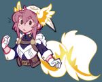  1girl animal_ears blue_shirt cowlick dreamy_musings fire_emblem fire_emblem_heroes frilled_sleeves frills gloves glowing_tail highres leather_belt maid_headdress multiple_ears ratatoskr_(fire_emblem) shirt squirrel_ears squirrel_girl squirrel_tail tail white_gloves white_wrist_cuffs 