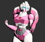  1girl 3d andypurro arcee autobot backpack bag blender_(medium) blue_eyes helmet humanoid_robot narrow_waist panties pink_panties red_lips robot robot_girl solo transformers transformers:_generation_1 underwear 