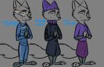  2022 anthro bottomwear canid canine clasped_hands clothing disney earplugs eyewear female footwear fox gloves goggles handwear hat headgear headwear hi_res mammal model_sheet mrs._wilde red_fox simple_background skirt solo spot_color sweater tangerine_(artist) text topwear turtleneck uniform winter_clothing zootopia 