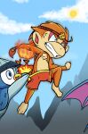  bottomwear chimchar clothing dungeon duo fight generation_1_pokemon generation_4_pokemon hi_res jumping kitsune2000 male mystery nintendo piplup pokemon pokemon_(species) shorts zubat 