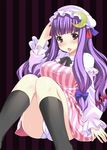  hat highres kaneru long_hair panties patchouli_knowledge purple_eyes purple_hair solo touhou underwear 