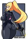  1girl alternate_color ass blonde_hair breasts large_breasts metroid nintendo samus_aran solo zero_suit 