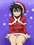  black_hair christmas ichinose_nagi nyan_koi! panties pantyshot pantyshot_(sitting) red_eyes santa_costume sitting solo tsucky underwear upskirt white_panties 