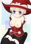  bb blonde_hair blue_eyes blush breasts cameltoe character_request cute hat highres kagura_mizuki large_breasts sitting smile source_request witch_hat 