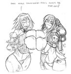  adepta_sororitas breast_press breasts chaos_(warhammer) closed_eyes cultist-chan curvy elbow_gloves gloves greyscale huge_breasts lowleg lowleg_panties monochrome multiple_girls panties short_hair side-tie_panties sketch skull strap symmetrical_docking underwear warhammer_40k 