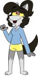  2016 3_toes 4_fingers alpha_channel anthro barefoot biped black_eyebrows black_eyelashes black_nose black_pupils blue_clothing blue_sweater blue_topwear bottomwear breasts brown_hair brown_pawpads brown_tail brown_tongue canid canine canis cheek_tuft chokovit_(artist) clothed clothed_anthro clothed_female clothing colored countershade_face countershade_fur countershade_neck countershading cross-eyed digital_drawing_(artwork) digital_media_(artwork) eyebrows facial_tuft feet female female_anthro fingers fluffy fluffy_tail fur glistening glistening_eyes glistening_nose glistening_tongue grey_body grey_countershading grey_ears grey_fur grey_inner_ear grey_markings grey_tuft gym_bottomwear gym_clothing gym_shorts hair hi_res leg_markings mammal marion_wells markings multicolored_body multicolored_fur orange_eyes pawpads ponytail pupils shorts simple_background socks_(marking) solo standing sweater tail toes tongue tongue_out topwear translucent translucent_hair transparent_background tuft two_tone_body two_tone_fur wolf wolf_tail yellow_bottomwear yellow_clothing yellow_sclera yellow_shorts 