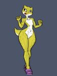  5_fingers anthro clothing crocs derp_eyes eublepharid fingers footwear gecko geckobold girly kobold leopard_gecko lizard male navel nude red_tongue reptile scales scalie simple_background solo thick_thighs tongue tongue_out victordantes white_body white_scales yellow_body yellow_scales 