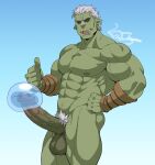  abs balls body_hair genitals goblin green_body green_skin hair hi_res humanoid humanoid_genitalia humanoid_penis humanoid_pointy_ears male muscular muscular_humanoid muscular_male nipples pecs penis pubes rigurd_(that_time_i_got_reincarnated_as_a_slime) shirako solo that_time_i_got_reincarnated_as_a_slime vein veiny_muscles veiny_penis white_hair 