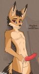  absurd_res anthro balls black-backed_jackal canid canine canis erection genitals hi_res jackal kazrune knot looking_at_viewer male mammal penis red_eyes solo 
