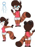  2016 4_fingers ailurid anthro barefoot biped black_eyebrows black_eyelashes black_nose blue_eyes bottomwear breasts brown_body brown_countershading brown_fur brown_hair brown_inner_ear brown_markings brown_stripes brown_tail chokovit_(artist) closed_smile clothed clothed_anthro clothed_female clothing colored countershading digital_drawing_(artwork) digital_media_(artwork) eyebrow_through_hair eyebrows facial_markings feet female female_anthro fingers fluffy fluffy_tail front_view full-length_portrait fur furgonomic_bottomwear gesture gloves_(marking) hair head_markings hi_res janette_cho leg_markings leg_warmers legwear looking_at_viewer mammal markings model_sheet mouth_closed no_pupils open_mouth open_smile pattern_clothing pattern_leg_warmers pattern_legwear pattern_shirt pattern_topwear pawpads pink_clothing pink_leg_warmers pink_shirt pink_topwear portrait rear_view red_panda red_pawpads ring_(marking) ringtail shirt shorts side_view simple_background sleeveless_shirt smile socks_(marking) solo standing striped_clothing striped_leg_warmers striped_legwear striped_shirt striped_topwear stripes tail tail_markings tear_(marking) teeth topwear translucent translucent_hair waving waving_at_viewer white_background white_body white_bottomwear white_clothing white_countershading white_ears white_shorts white_tuft 
