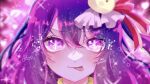  1girl hair_ornament hoshino_ai_(oshi_no_ko) idol oshi_no_ko purple_eyes purple_hair solo solo_focus sparkle sparkling_eyes tongue tongue_out xox_755nya 