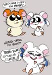  anthro bijou_(hamtaro) blush comic cricetid dialogue digital_media_(artwork) duo english_text female fur hair hamster hamtaro hamtaro_(series) hi_res male mammal meme open_mouth orange_body orange_fur penguinfat ribbons rodent simple_background smile speech_bubble tail text white_body white_fur 