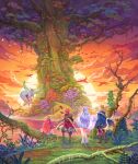  animal_ears bird cat_ears cat_tail flammie haccan highres key_visual official_art plant promotional_art scenery seiken_densetsu standing sunset sword tail tree visions_of_mana weapon weapon_on_back wings 