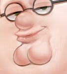  1boy absurdres cleft_chin closed_mouth double_chin family_guy fat fat_man glasses green_eyes highres kowai_(iamkowai) male_focus peter_griffin round_eyewear smile solo 