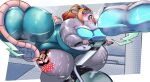  absurd_res anthro bike_shorts biker blonde_hair blush bodily_fluids bottomwear breasts breath buckteeth butt clothed clothing cupquake exercise exhausted female gym gym_clothing hair hi_res highlights_(coloring) kittykisscake leg_tattoo long_tail looking_up mammal mouse murid murine musk musk_clouds obese obese_anthro obese_female overweight overweight_anthro overweight_female panting ponytail rodent saliva shorts side_panel simple_background solo sweat sweaty_breasts sweaty_butt sweaty_legs sweaty_thighs tail tattoo teeth tight_bottomwear tight_clothing tight_shorts tongue tongue_out topwear 